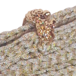 Bolsa em Malha Bege com Fios Dourados e Fecho de Onça Feita à Mão