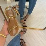 Rasteirinha amarração com spikes Preta